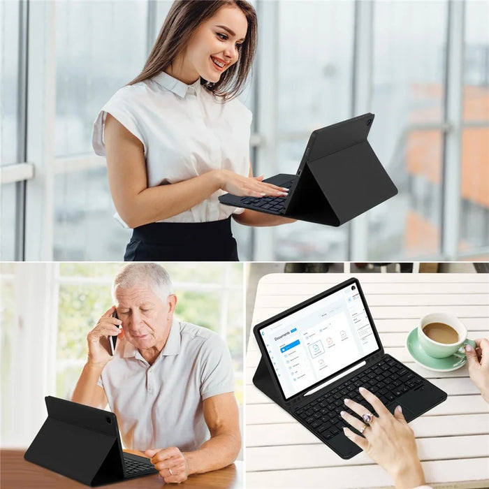 SK-205D For Samsung Galaxy Tab A8 10.5 (2022) Magnetic Detachable Bluetooth-compatible Keyboard Leather Case with RGB Backlit - Black+Black - 7