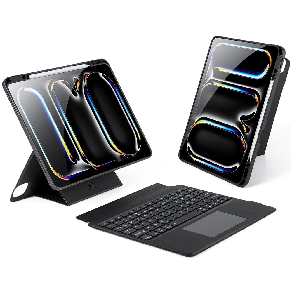 DUX DUCIS DK Series for iPad Pro 13 (2025) / 13 (2024) Trackpad Backlight German Keyboard with Leather Case - 1