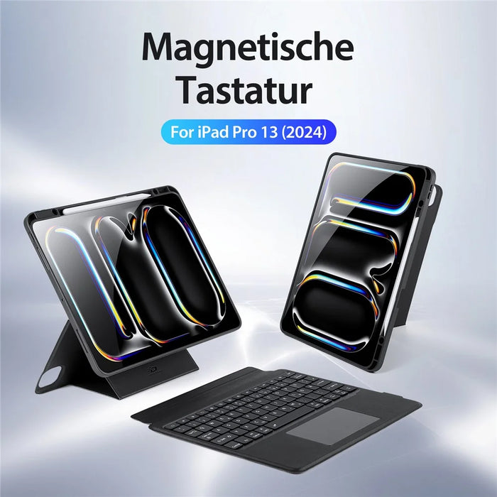 DUX DUCIS DK Series for iPad Pro 13 (2025) / 13 (2024) Trackpad Backlight German Keyboard with Leather Case - 3