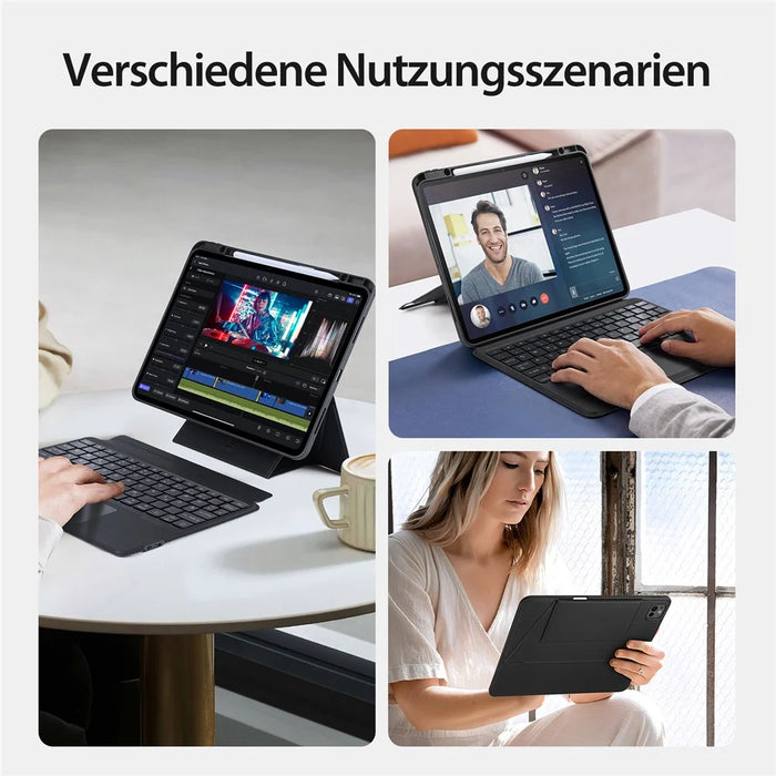 DUX DUCIS DK Series for iPad Pro 13 (2025) / 13 (2024) Trackpad Backlight German Keyboard with Leather Case - 6