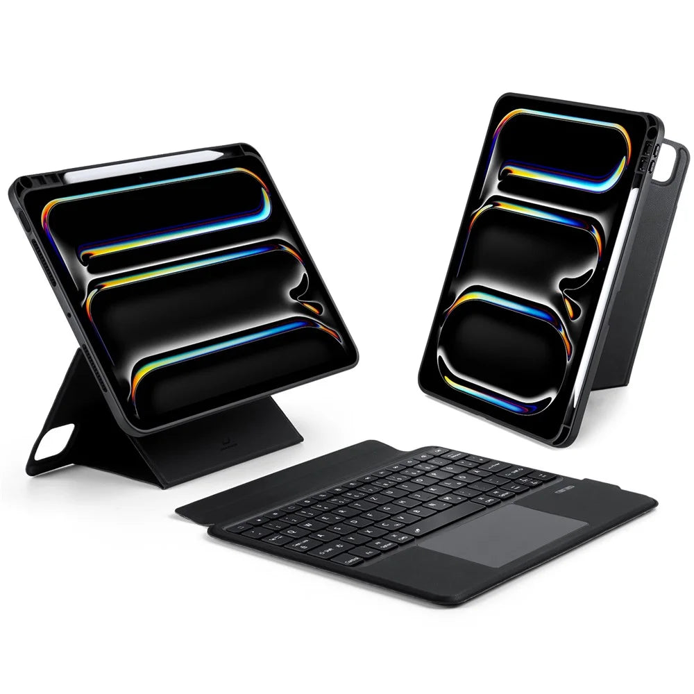 DUX DUCIS DK Series for iPad Pro 11 (2025) / 11 (2024) German Keyboard with Trackpad + Leather Stand Case - 1