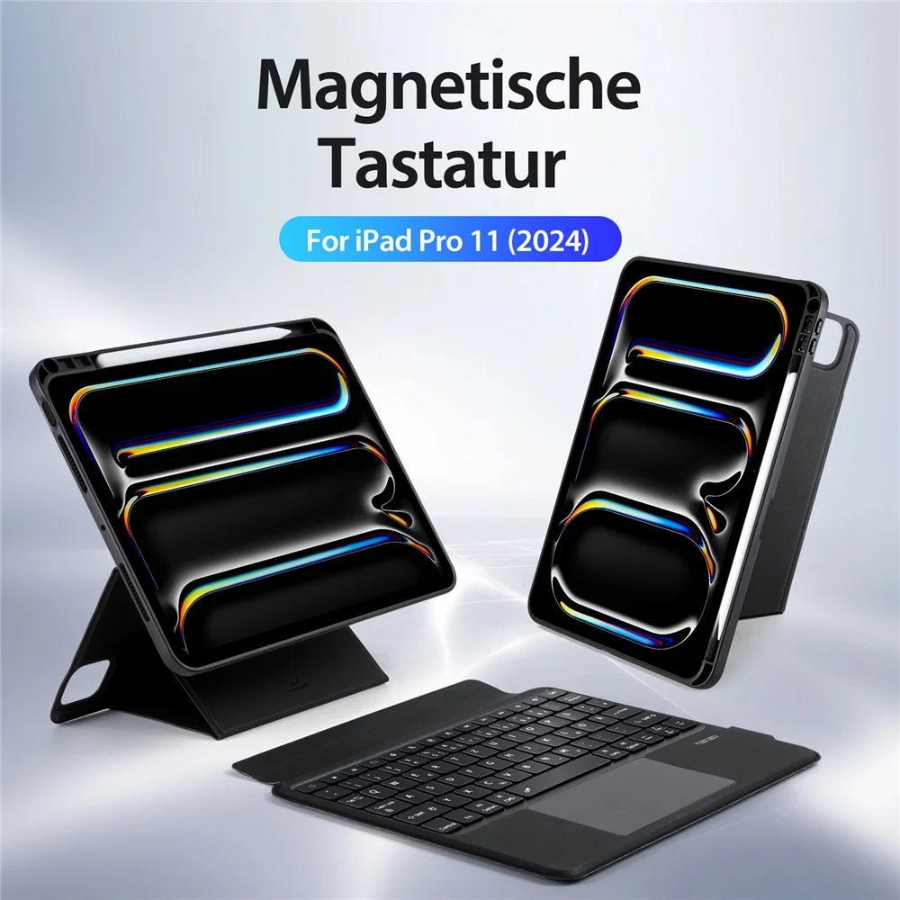 DUX DUCIS DK Series for iPad Pro 11 (2025) / 11 (2024) German Keyboard with Trackpad + Leather Stand Case - 3