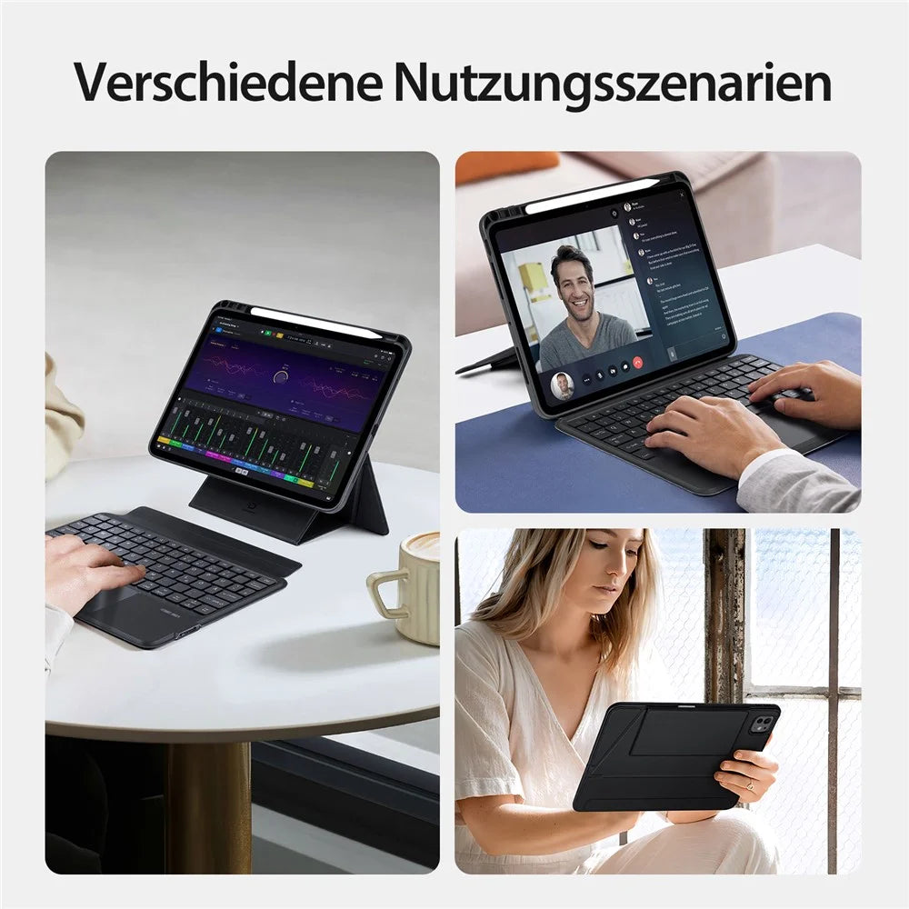 DUX DUCIS DK Series for iPad Pro 11 (2025) / 11 (2024) German Keyboard with Trackpad + Leather Stand Case - 6