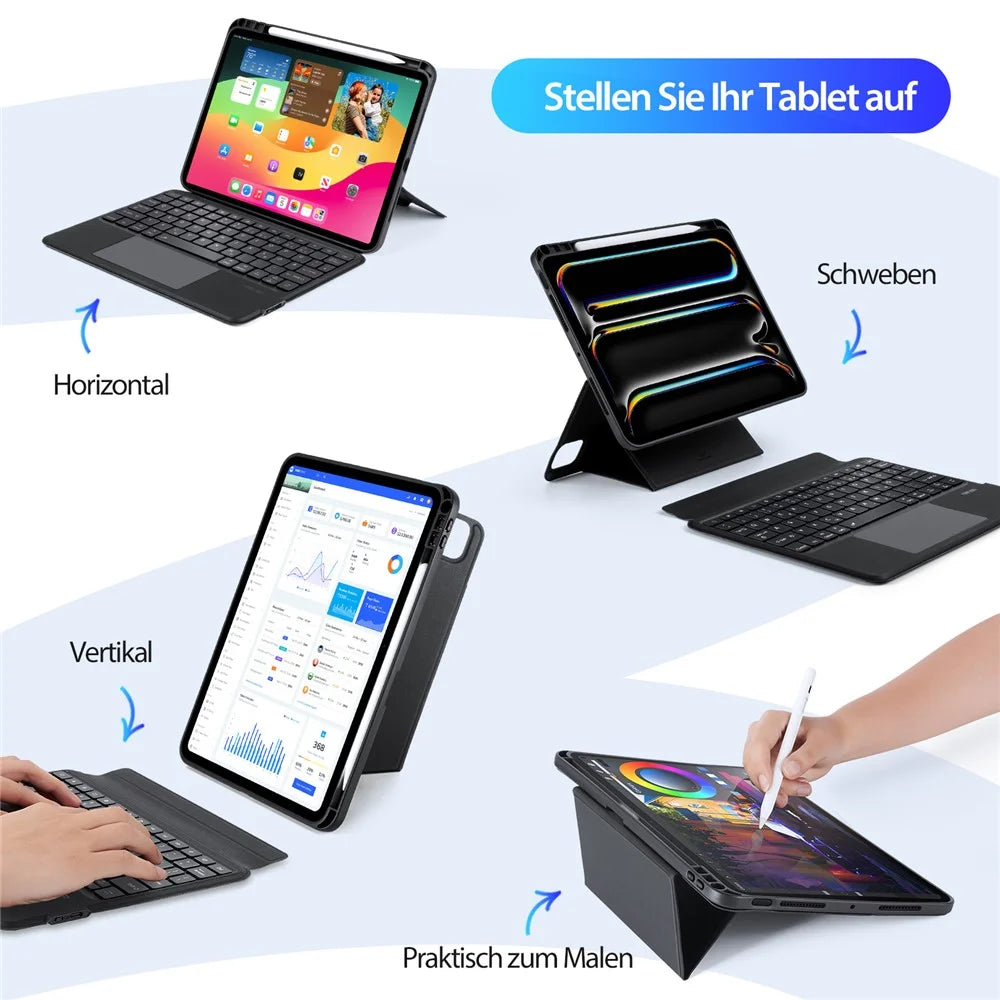 DUX DUCIS DK Series for iPad Pro 11 (2025) / 11 (2024) German Keyboard with Trackpad + Leather Stand Case - 7