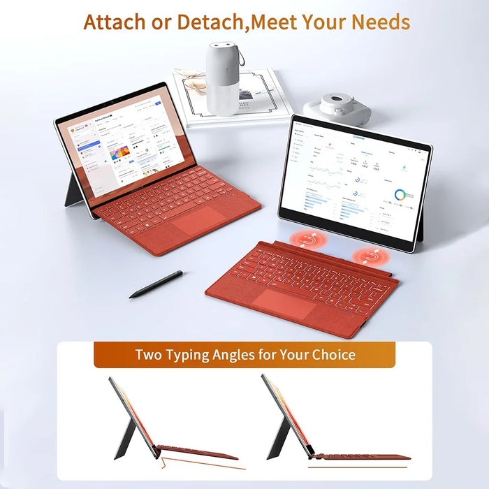 1089D For Microsoft Surface Pro 7+ / 7 / 6 / 5 / 4 / 3 Colorful Backlit Tablet Bluetooth-compatible Keyboard with Touchpad - Red - 5