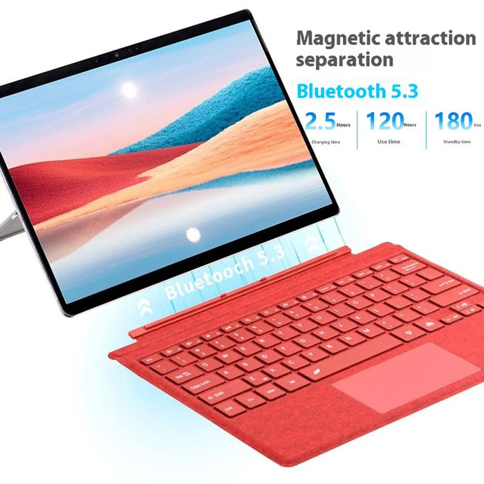 1089D For Microsoft Surface Pro 7+ / 7 / 6 / 5 / 4 / 3 Colorful Backlit Tablet Bluetooth-compatible Keyboard with Touchpad - Red - 7