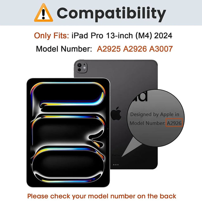 For iPad Pro 13 (2025) / (2024) Skin-Touch Leather Tablet Stand Cover + X7 Touchpad Bluetooth-compatible Keyboard - Black - 3