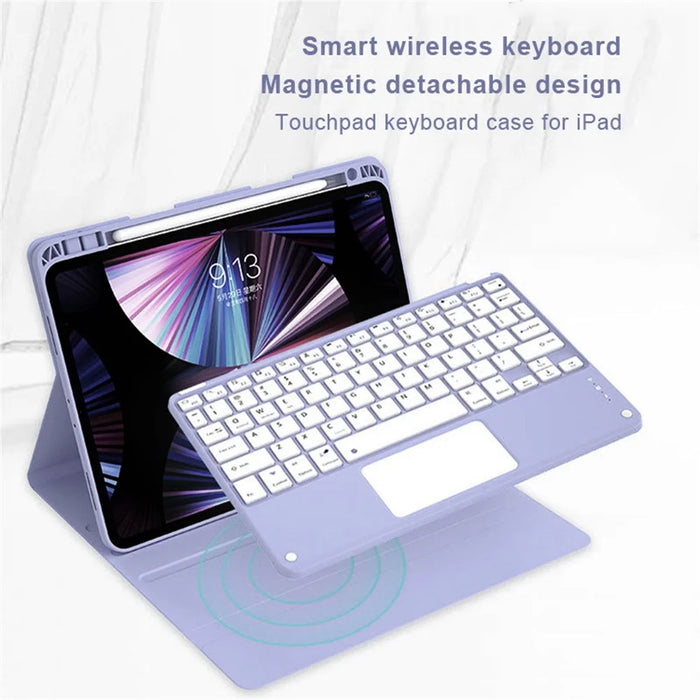For iPad Pro 13 (2025) / (2024) Skin-Touch Leather Tablet Stand Cover + X7 Touchpad Bluetooth-compatible Keyboard - Black - 6