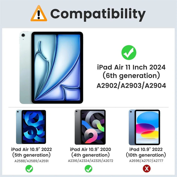 For iPad Air 11 (2026) / (2025) / (2024) / Air (2022) / (2020) / Pro 11 (2021) / (2020) / (2018) Tablet Cover Bluetooth-Compatible Keyboard - Black - 4