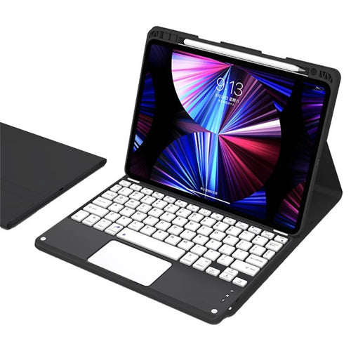 For iPad Air 13 (2026) / (2025) / (2024) / Pro 12.9 (2022) / (2021) / (2020) / (2018) Tablet Touchpad Bluetooth-Compatible Keyboard - Black - 1