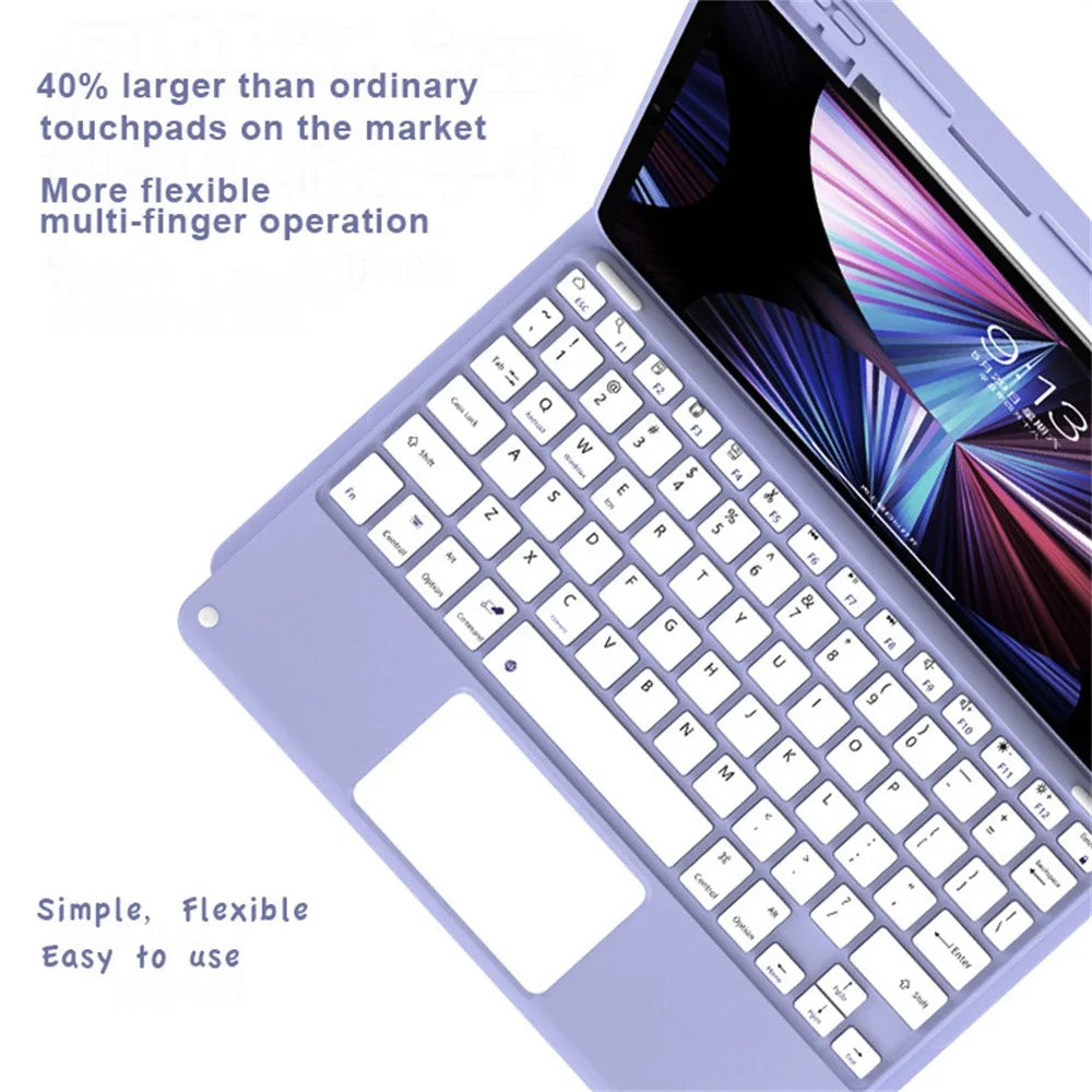 For iPad Air 13 (2026) / (2025) / (2024) / Pro 12.9 (2022) / (2021) / (2020) / (2018) Tablet Touchpad Bluetooth-Compatible Keyboard - Black - 7