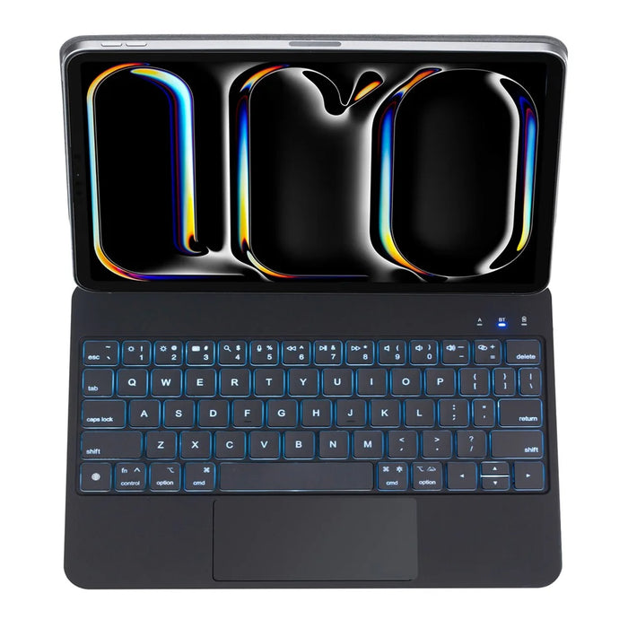 P13 For iPad Pro 11 (2024) Tablet Stand Case with Touchpad Floating Magnetic Keyboard - Black - 2