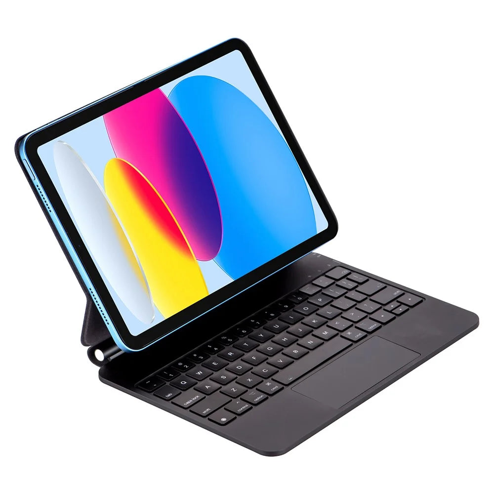 X8 For iPad (2025) / iPad 10.9 (2022) Magnetic Bluetooth-compatible Keyboard PU Leather Case with Touchpad and Backlit - Black - 1