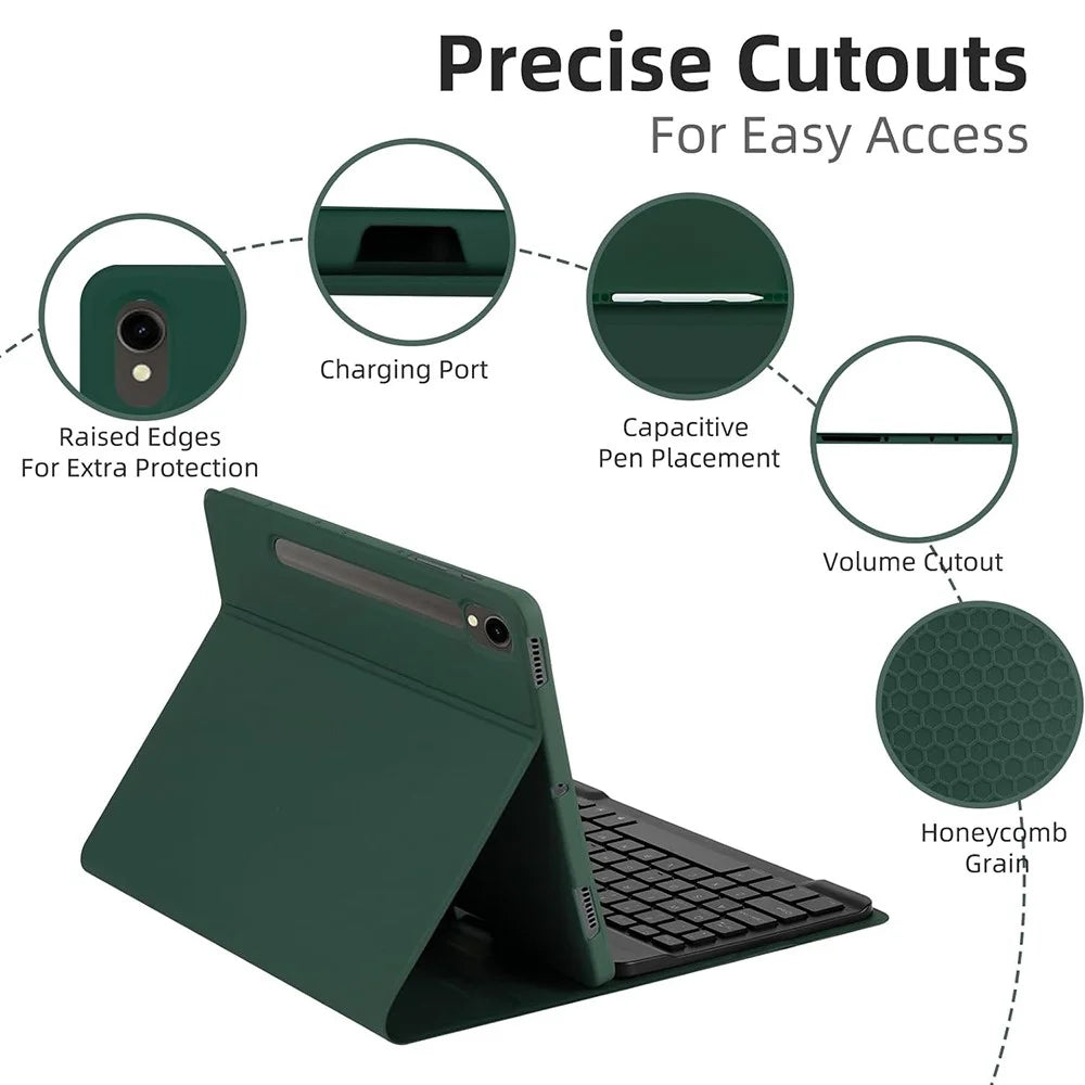 RGB-X710D Bluetooth-Compatible Keyboard Mouse Set for Samsung Galaxy Tab S10 FE / S9 FE / S9 / S8 / S7 RGB Backlit Keyboard + Mouse - Midnight Green - 2