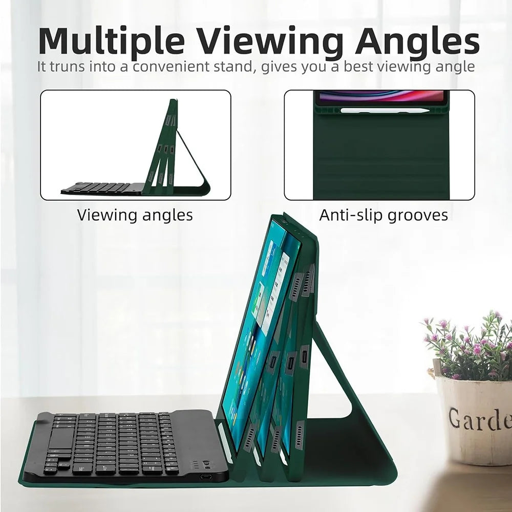 RGB-X710D Bluetooth-Compatible Keyboard Mouse Set for Samsung Galaxy Tab S10 FE / S9 FE / S9 / S8 / S7 RGB Backlit Keyboard + Mouse - Midnight Green - 3