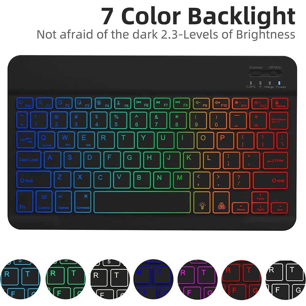 RGB-X710D Bluetooth-Compatible Keyboard Mouse Set for Samsung Galaxy Tab S10 FE / S9 FE / S9 / S8 / S7 RGB Backlit Keyboard + Mouse - Midnight Green - 4