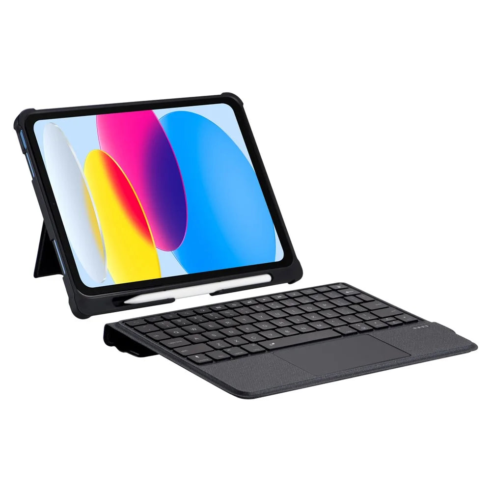 T5308D-3 For iPad (2025) / 10.9 (2022) Bluetooth-Compatible Keyboard Case Leather Protective Back Cover Backlit Keyboard with Touchpad - 1