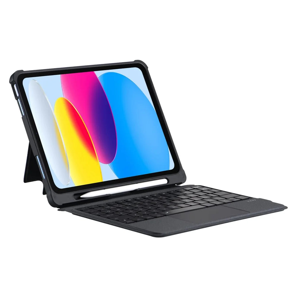 T5308D-3 For iPad (2025) / 10.9 (2022) Bluetooth-Compatible Keyboard Case Leather Protective Back Cover Backlit Keyboard with Touchpad - 5