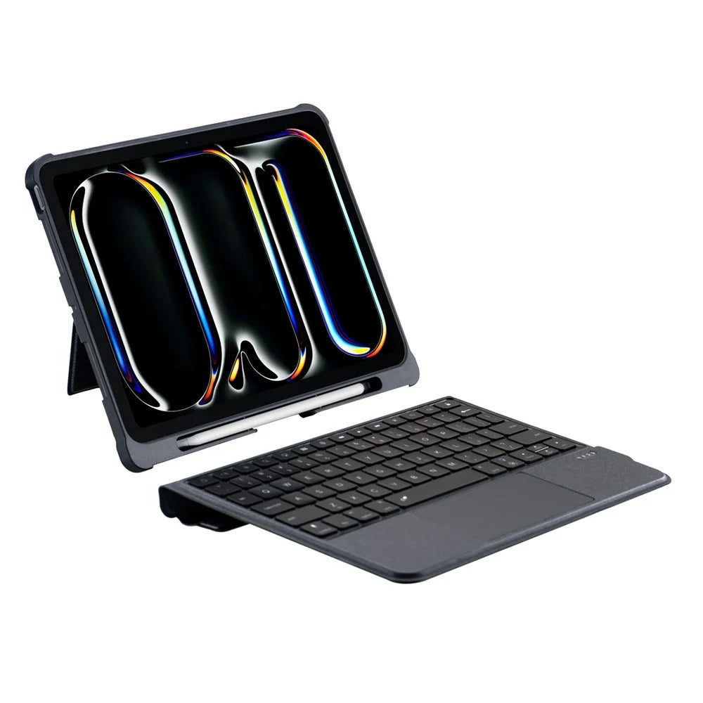 T5304D-3 For iPad Pro 11 (2024) Bluetooth-compatible Keyboard Case Leather Protective Cover Backlit Keyboard with Touchpad - 1