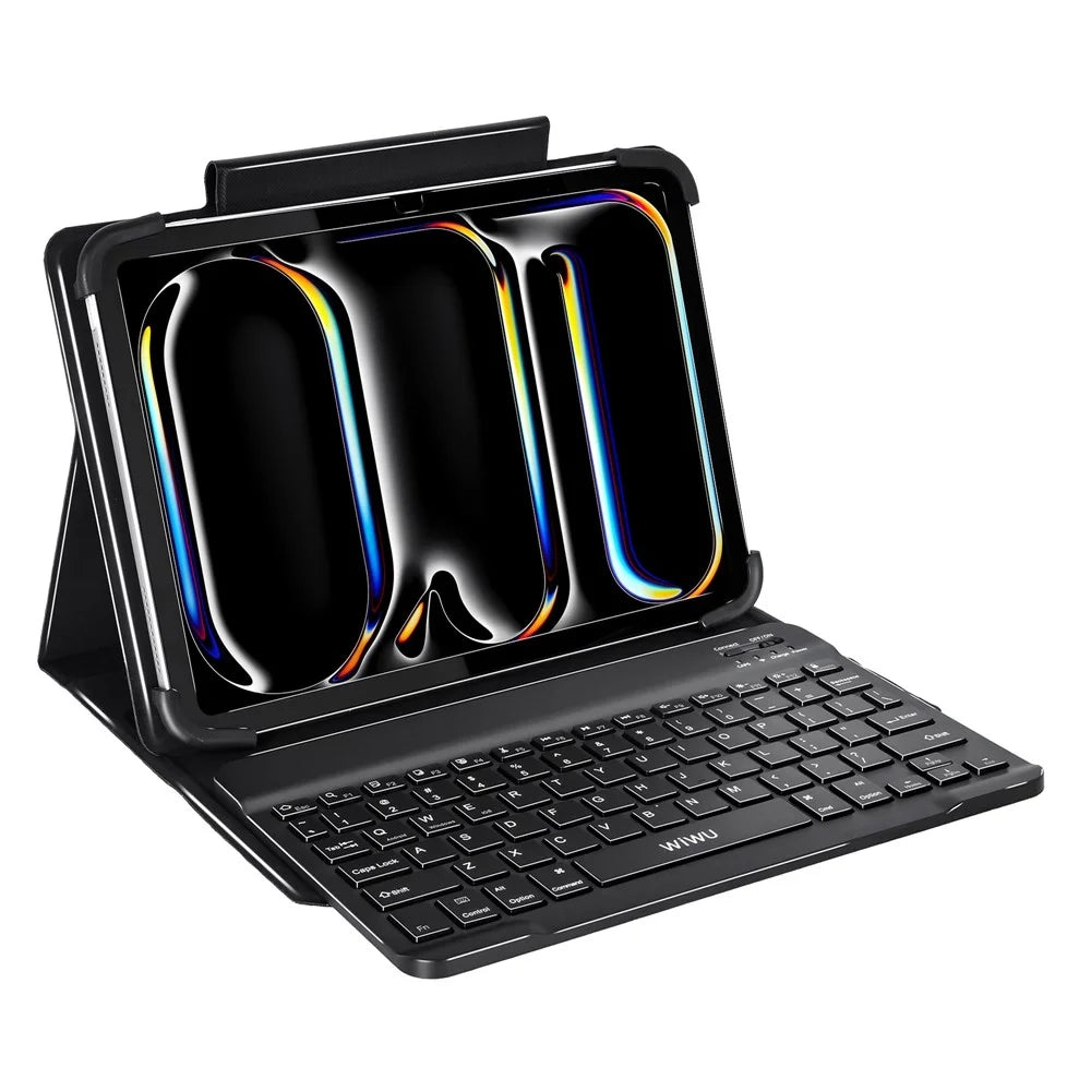 WIWU W-UK001BLK9 Bluetooth-compatible Keyboard Case for iPad 7-11 inch Universal Leather Case Stand - 1