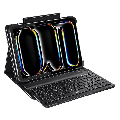 WIWU W-UK001BLK9 Bluetooth-compatible Keyboard Case for iPad 7-11 inch Universal Leather Case Stand - 1