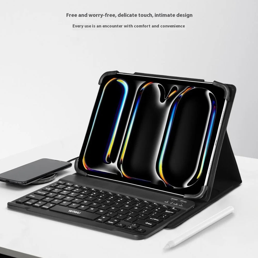 WIWU W-UK001BLK9 Bluetooth-compatible Keyboard Case for iPad 7-11 inch Universal Leather Case Stand - 2