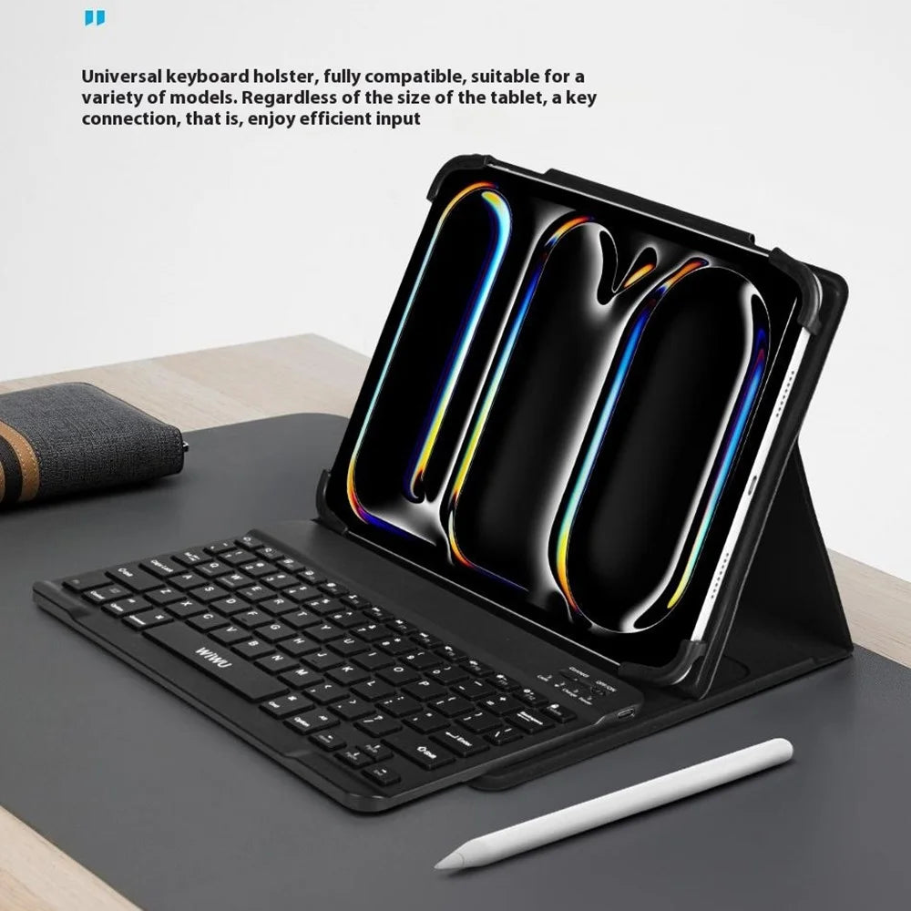 WIWU W-UK001BLK9 Bluetooth-compatible Keyboard Case for iPad 7-11 inch Universal Leather Case Stand - 4