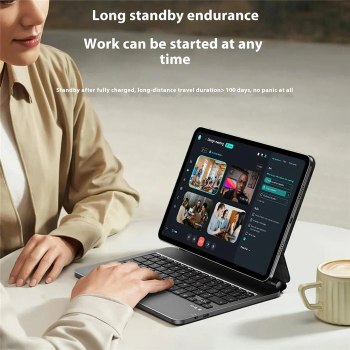 WIWU MK-003 For iPad (2025) / 10.9 (2022) Bluetooth-Compatible Keyboard Magnetic PU Leather Tablet Stand Case - 6