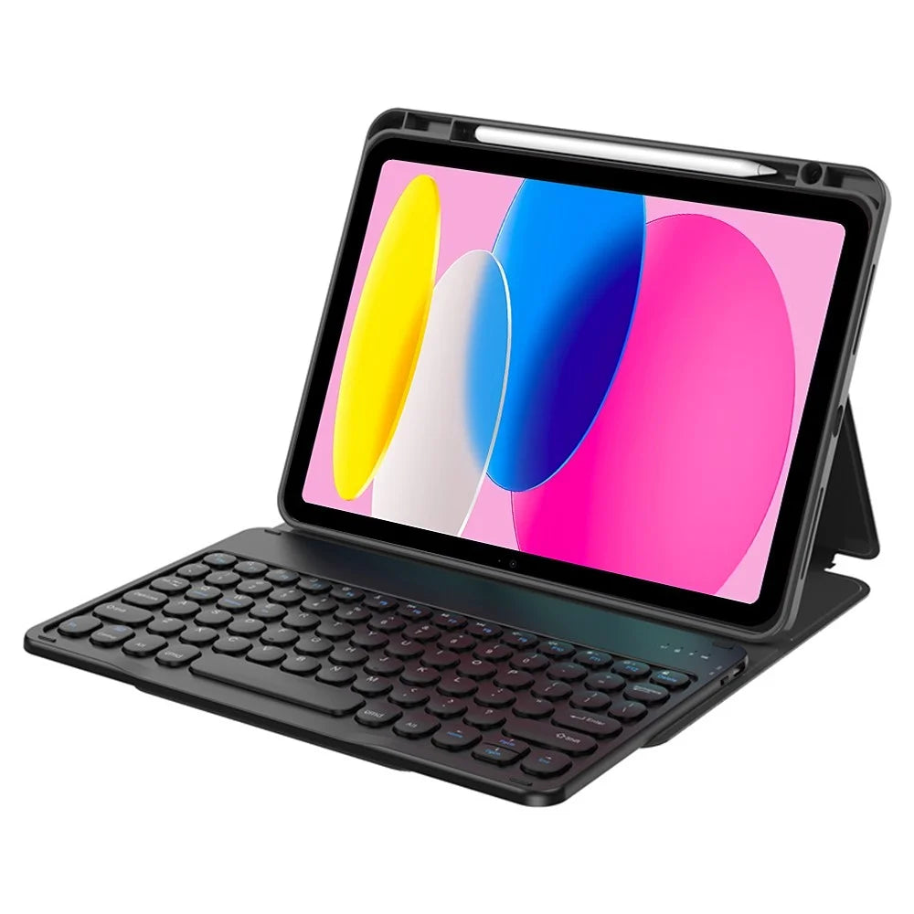 WIWU Bluetooth-Compatible Keyboard for iPad Pro 11 (2024) / (2022) / iPad (2025) / 10.9 (2022) Skin-Touch Leather Case - Black - 2