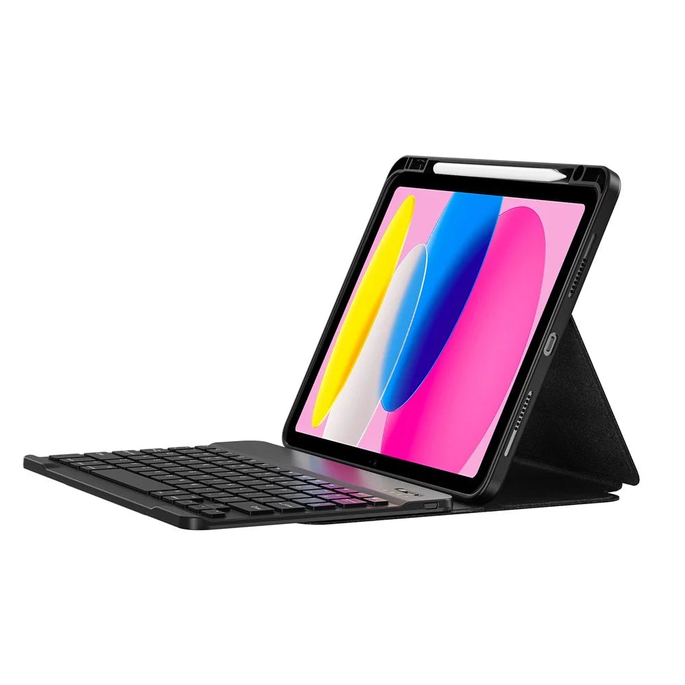 WIWU Bluetooth-Compatible Keyboard for iPad Pro 11 (2024) / (2022) / iPad (2025) / 10.9 (2022) Skin-Touch Leather Case - Black - 3