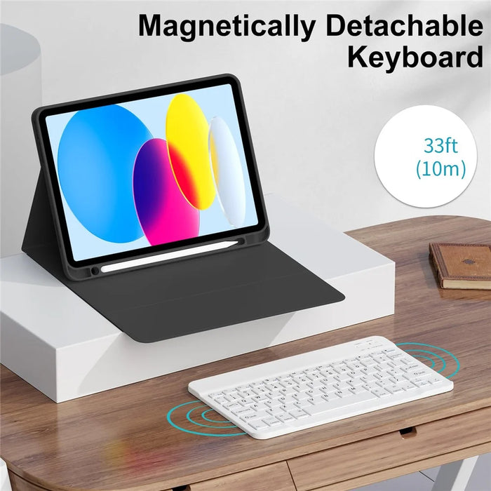 WK-1109 For iPad (2025) / 10.9 (2022) Leather Tablet Stand Cover + Magnetic Bluetooth-Compatible Keyboard - Black - 4