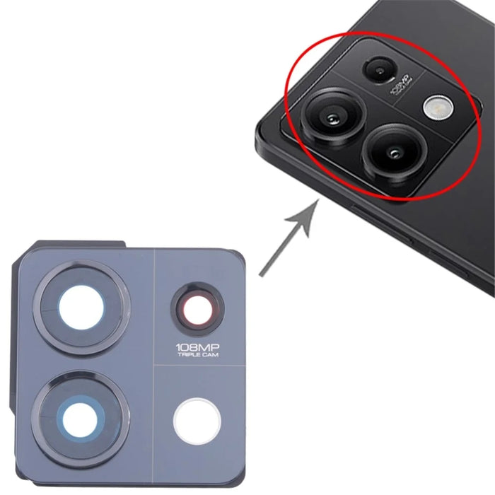 For Xiaomi Redmi Note 13 5G OEM Back Camera Lens Holder Cover with Glass Part (Without Logo) - Black - 3