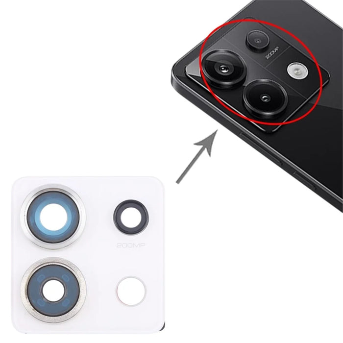 For Xiaomi Redmi Note 13 Pro 5G OEM Back Camera Lens Holder Cover with Glass Part (Without Logo) - White - 3
