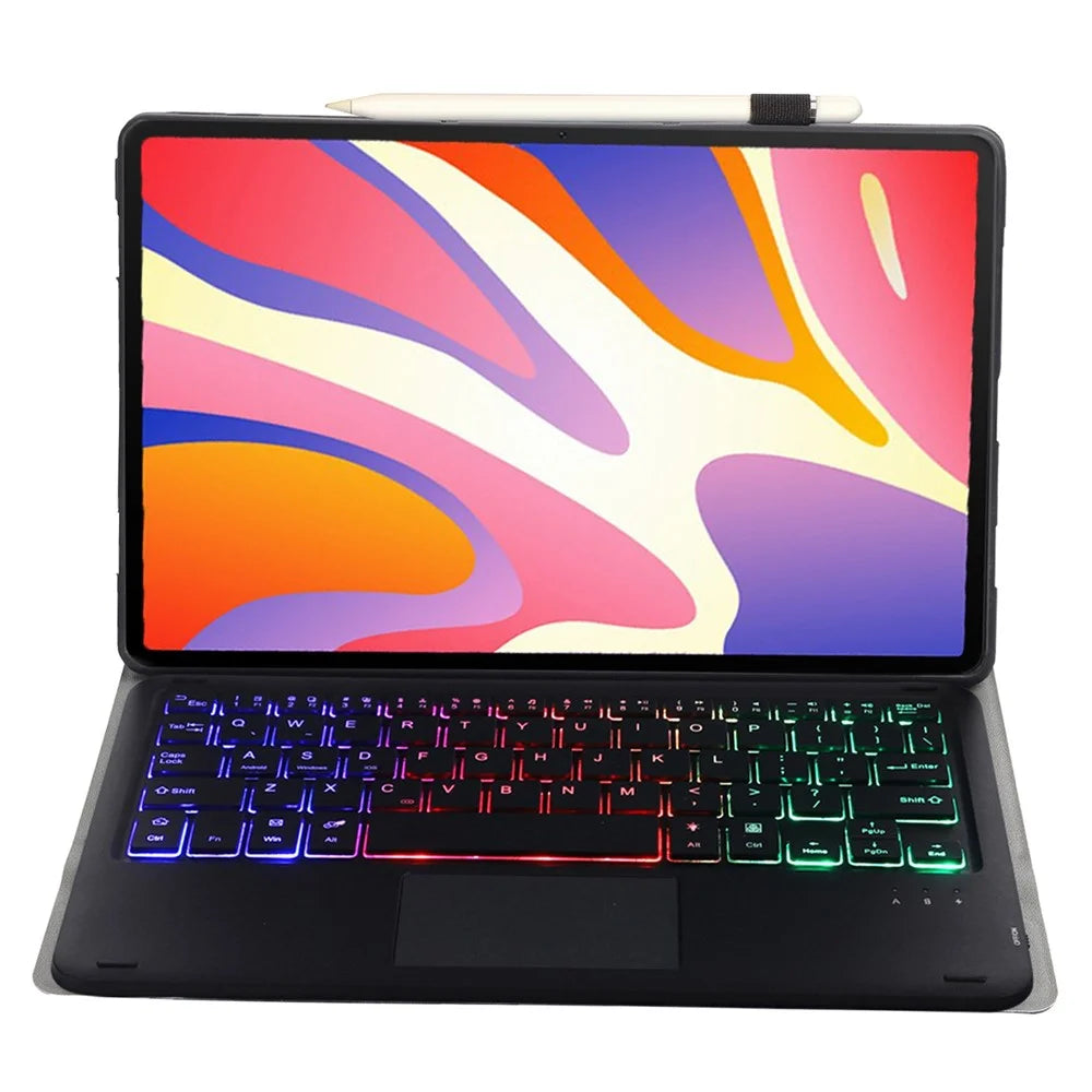AH17-AS For Huawei MatePad 11.5 Leather Tablet Case + Backlit Bluetooth-compatible Keyboard with Touchpad - Black - 2