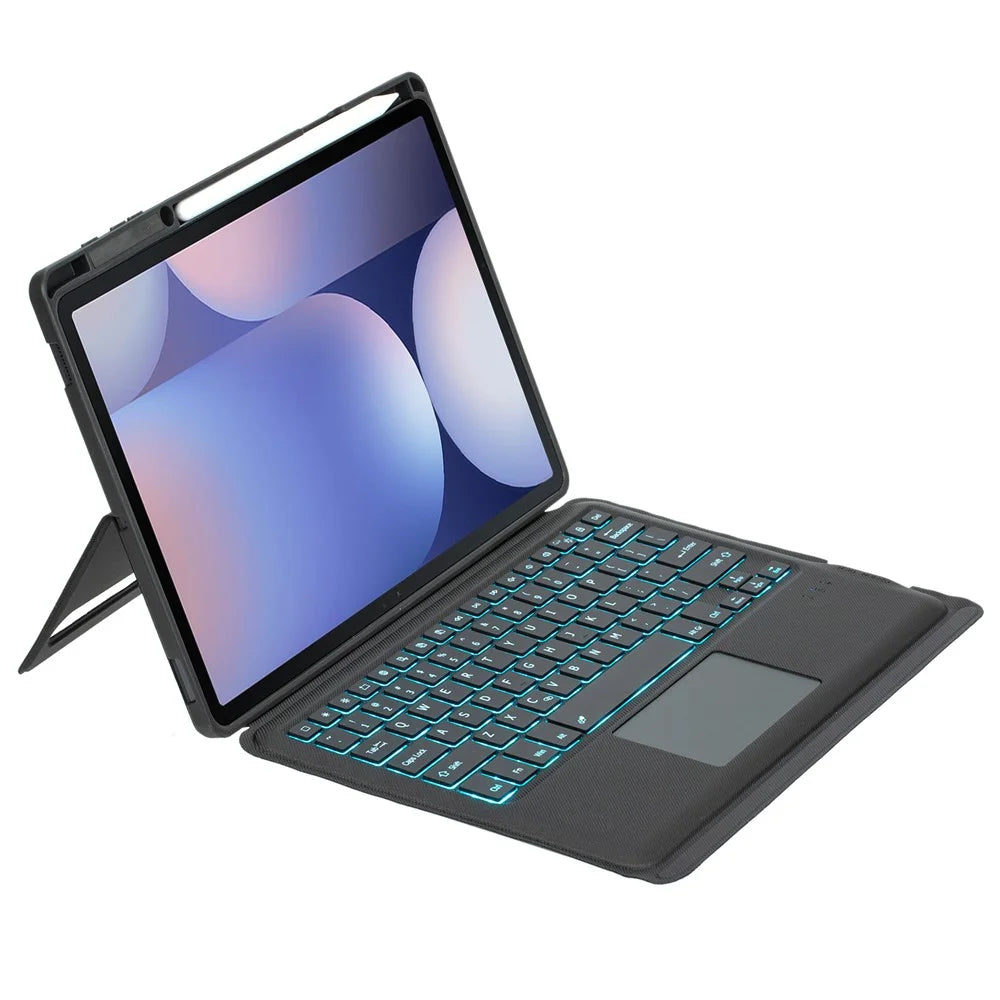 T810B-AS Keyboard Case for Galaxy Tab S10+ X820 / S9 FE+ X610 / X616 / S9+ X810 / X816B / X818U Leather Cover + Backlit Touchpad Bluetooth-compatible Keyboard - 2
