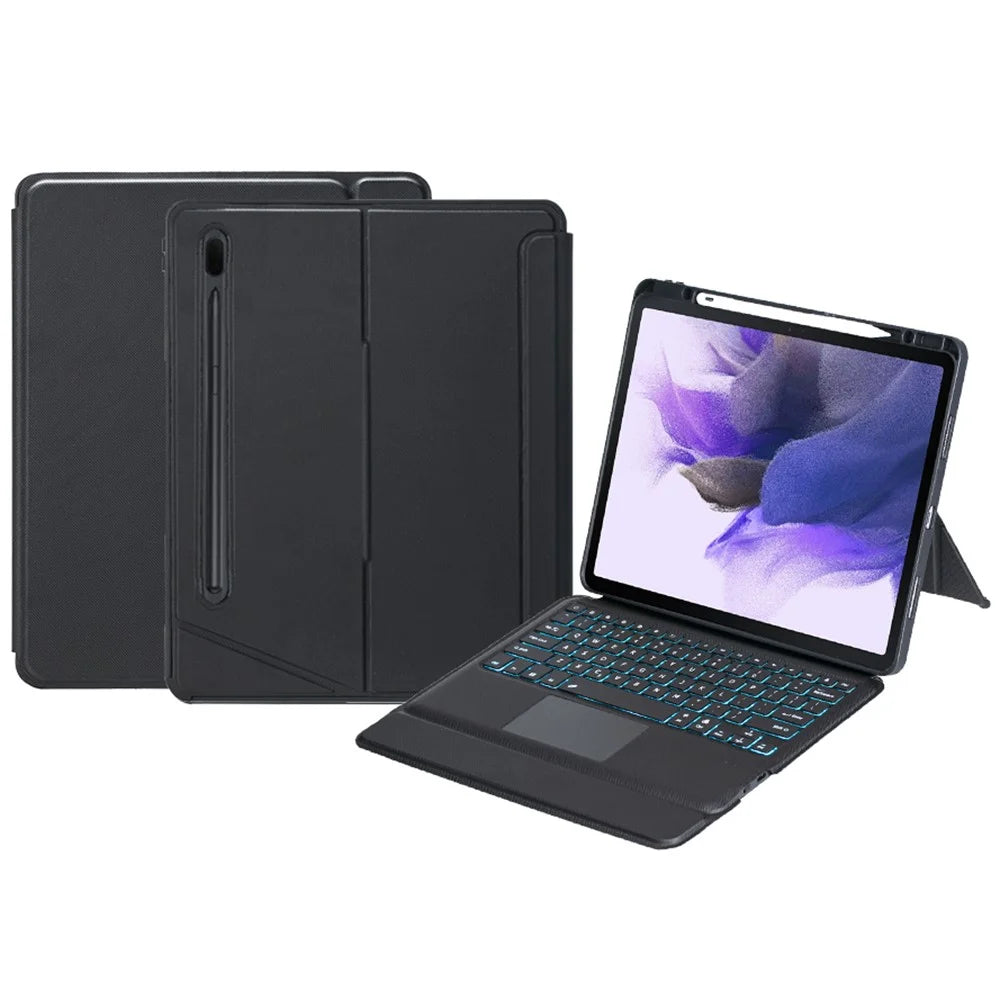 T810B-AS Keyboard Case for Galaxy Tab S10+ X820 / S9 FE+ X610 / X616 / S9+ X810 / X816B / X818U Leather Cover + Backlit Touchpad Bluetooth-compatible Keyboard - 4