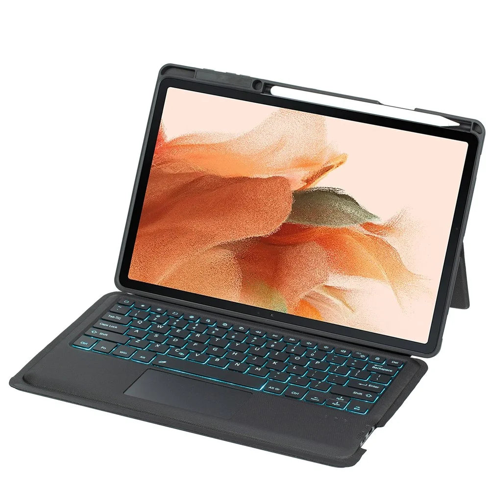 T810B-AS Keyboard Case for Galaxy Tab S10+ X820 / S9 FE+ X610 / X616 / S9+ X810 / X816B / X818U Leather Cover + Backlit Touchpad Bluetooth-compatible Keyboard - 5