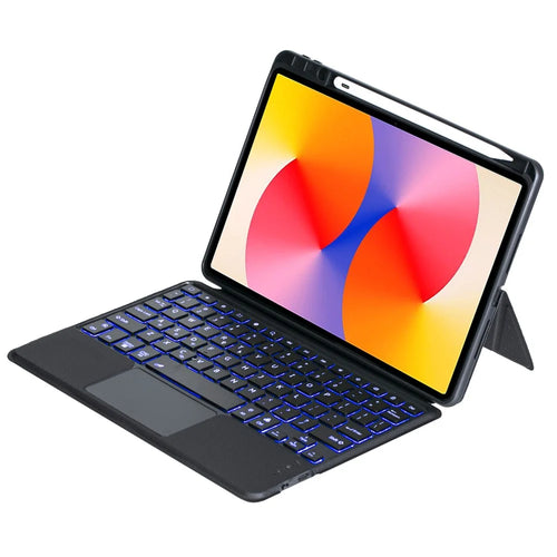 TH21-AS For Huawei MatePad SE 11 Leather Stand Cover + Backlit Touchpad Bluetooth-compatible Keyboard - 1