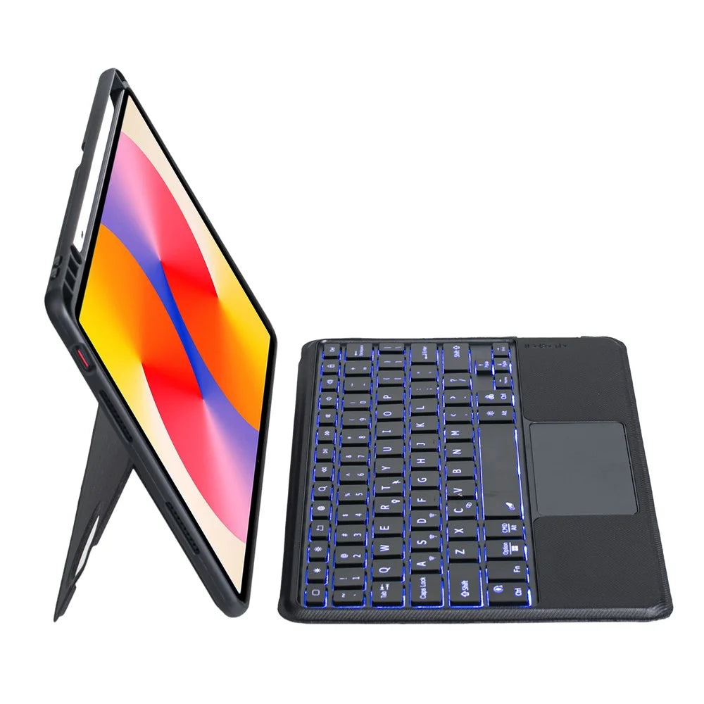 TH21-AS For Huawei MatePad SE 11 Leather Stand Cover + Backlit Touchpad Bluetooth-compatible Keyboard - 2