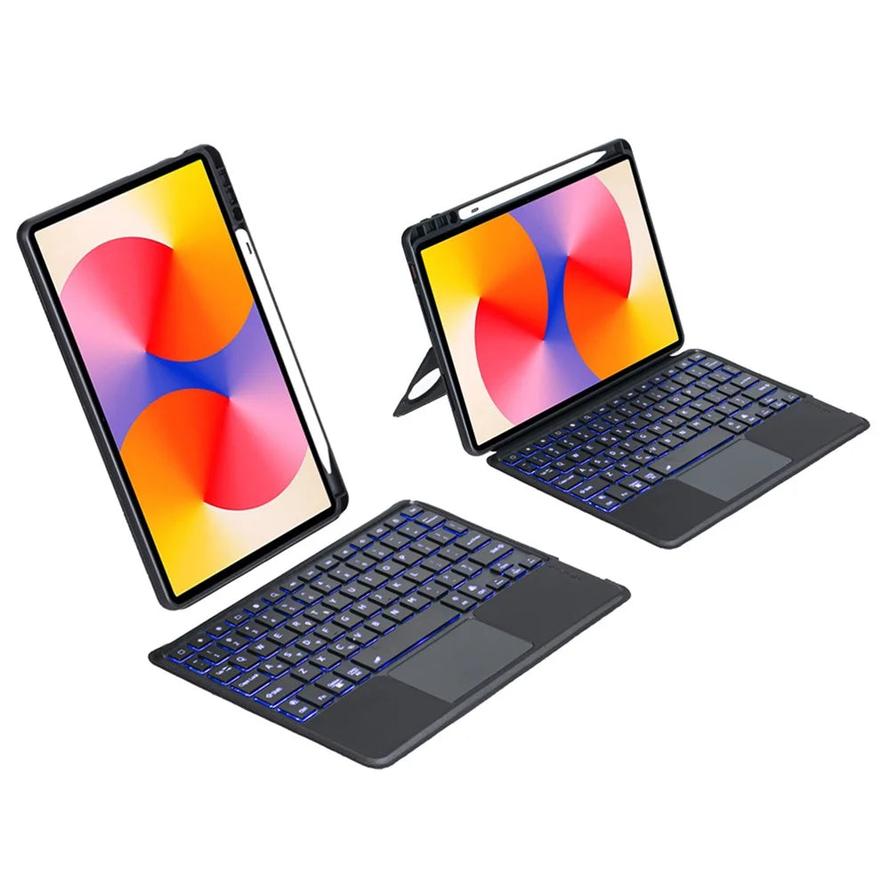 TH21-AS For Huawei MatePad SE 11 Leather Stand Cover + Backlit Touchpad Bluetooth-compatible Keyboard - 6