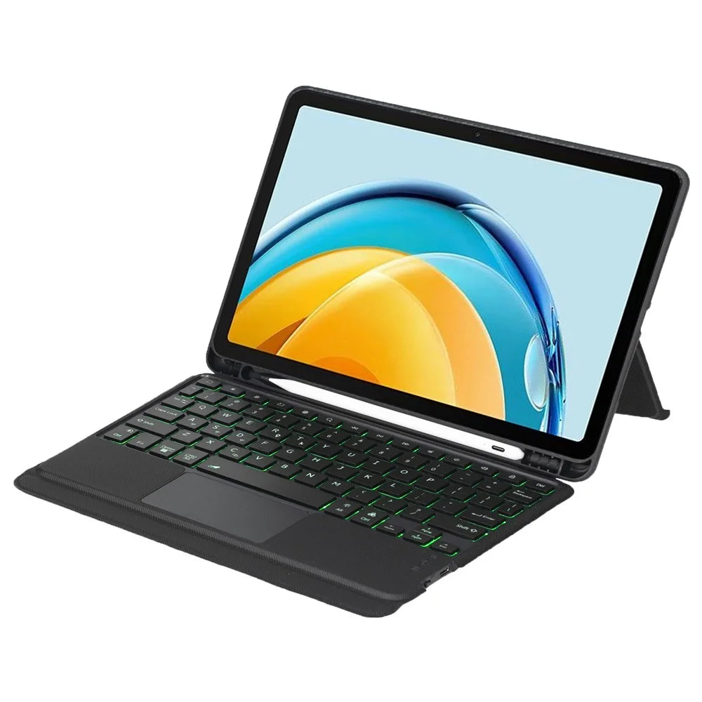 TH13-AS For Huawei MatePad SE 10.4-inch Leather Stand Cover + Backlit Touchpad Bluetooth-compatible Keyboard - 1