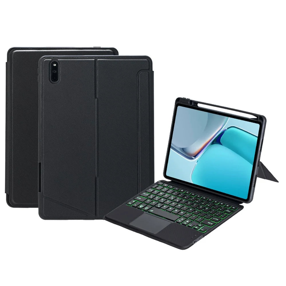 THW11-AS For Huawei MatePad 11 (2021) Leather Stand Cover + Backlit Touchpad Bluetooth-compatible Keyboard - 1