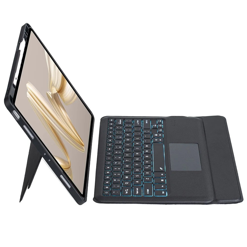 TH24-AS For Huawei MatePad Pro 12.2 (2024) Leather Stand Cover + Backlit Touchpad Bluetooth-compatible Keyboard - 1