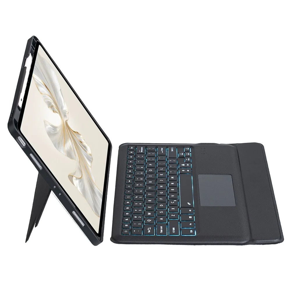 THV8-AS For Honor Pad 9 Pro / Pad V8 Pro Leather Stand Cover + Backlit Touchpad Bluetooth-compatible Keyboard - 1
