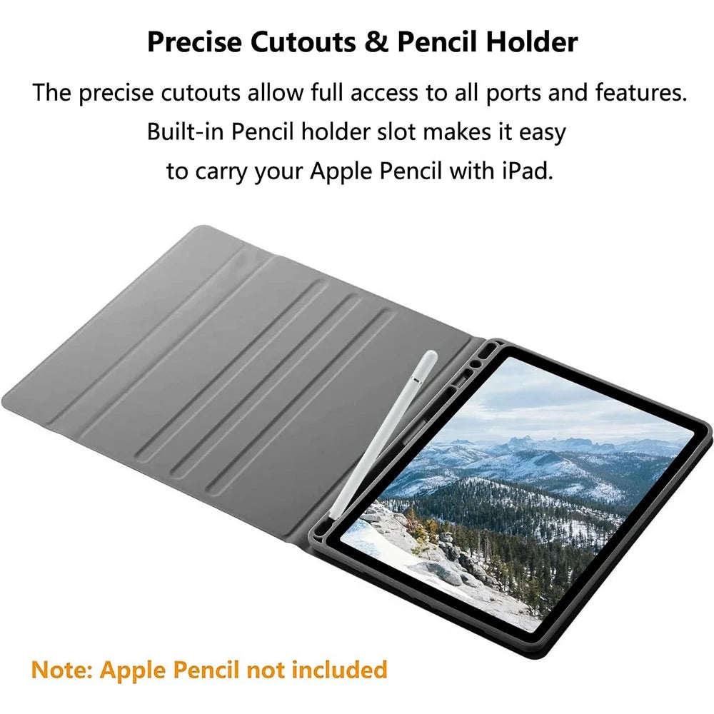 Keyboard Case for iPad 9.7-inch (2018) / (2017) / iPad Pro 9.7 inch (2016) / iPad Air 2 / Air (2013) X7 Bluetooth-compatible Keyboard + Leather Cover - Black - 4
