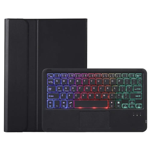 AM25-AS For Lenovo Xiaoxin Pad 11 2024 Leather Tablet Cover with Backlit Bluetooth-compatible Keyboard - Black - 1