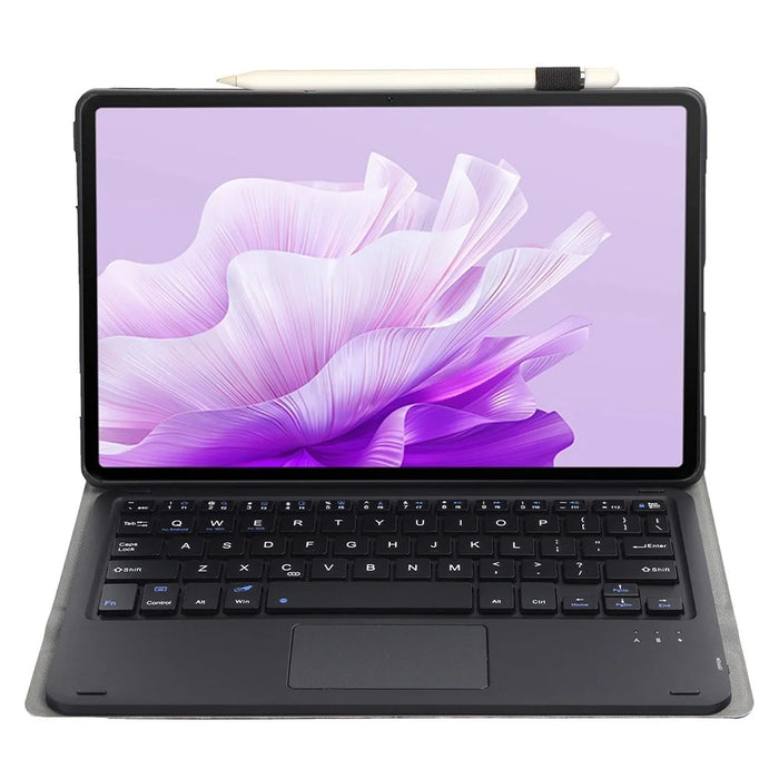 AH20-A For Huawei MatePad 11.5 S (2024) Leather+TPU Tablet Cover Bluetooth-compatible Keyboard Case with Touchpad - Black - 2