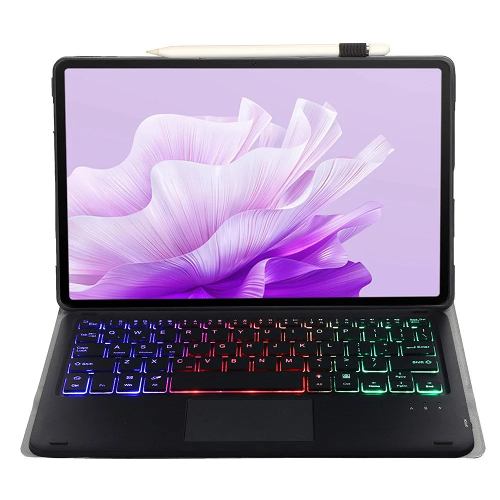 AH20-AS For Huawei MatePad 11.5 S (2024) Backlit Design Leather+TPU Tablet Cover Bluetooth-compatible Keyboard Case with Touchpad - Black - 2