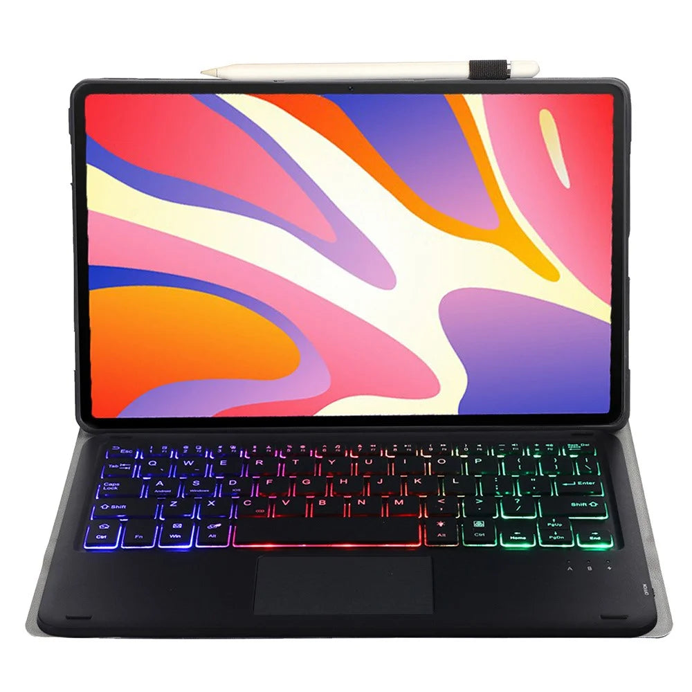 AH21-AS For Huawei MatePad SE 11 Leather Tablet Cover with Backlit Touchpad Bluetooth-compatible Keyboard - Black - 2