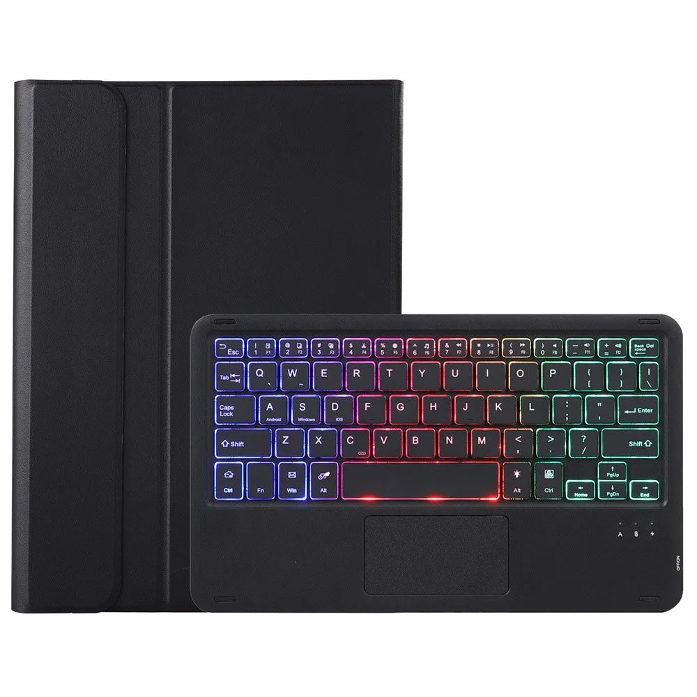 AH15-AS For Honor Pad X9 / X8 Pro Backlit Design Leather+TPU Tablet Cover Bluetooth-compatible Keyboard Case with Touchpad - Black - 1